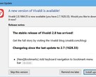 Vivaldi 2.8 update notification (Source: Own)