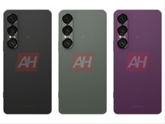 Alleged leaked images of the Sony Xperia 1 VII showing black, green, and purple color options. (Image source: Android Headlines)