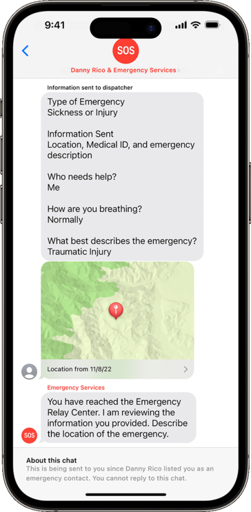 Apple outlines the features and options available to its new Emergency SOS via satellite service. (Source: Apple)