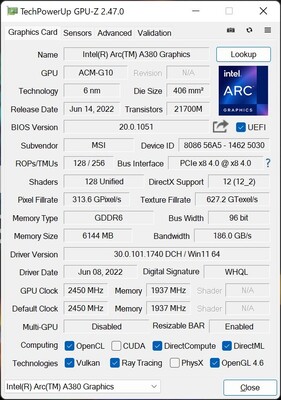 GPU-Z specs (Image Source: ITmedia)