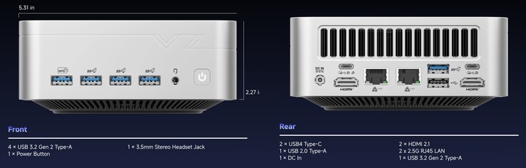 The external interfaces of the Vzmore AX9 Max (Source: Vzmore)