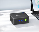 The G3 Pro starts at around $150 in China. Pictured: a promo image showing the mini PC beside a laptop. (Image source: GMKtec - edited)