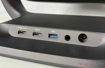 The ports are located at the base of the projector.