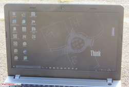 The E570 outdoors (sunlight behind the laptop).
