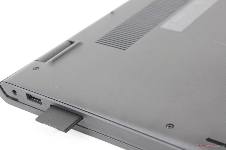 Fully inserted SD card will always protrude by over half its length unlike on most other laptops