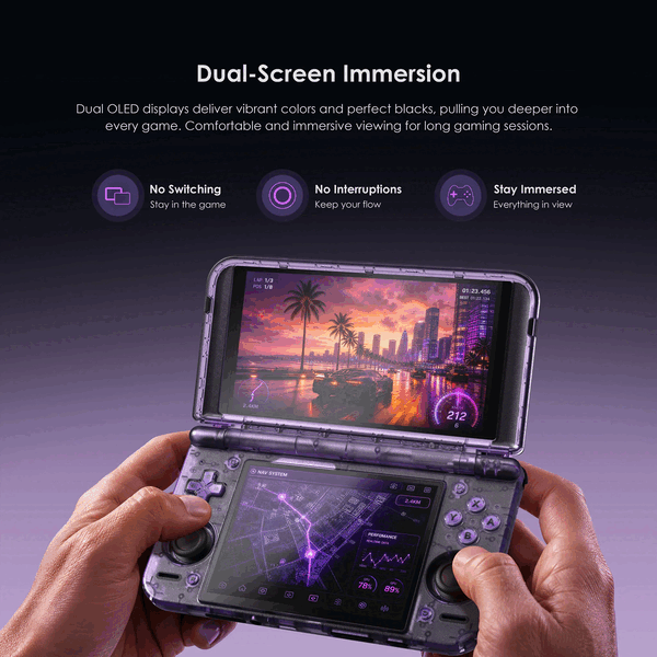 The Retroid Pocket Duo has dual OLED displays.