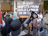 Apple iPhone 16: Protests took place around the world at the launch, with London highlighting human rights abuses in Congo and Gaza (Image source: Youtube / Oinat)