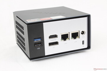 Rear: USB-A 3.2 Gen. 2 (10 Gbps), USB-A 2.0 (480 Mbps), HDMI 2.0, DisplayPort 1.3, 2x RJ-45 (2.5 Gbps), AC adapter, Kensington lock