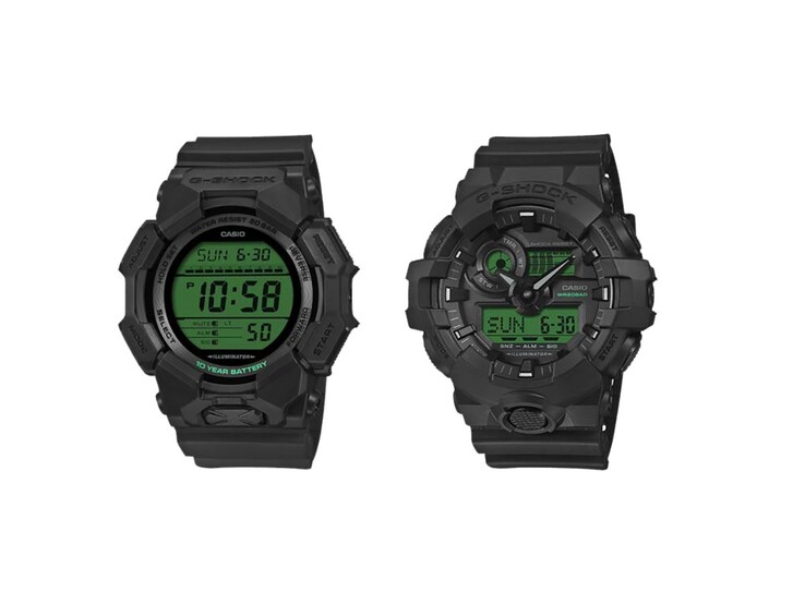 From left to right: the Casio G-Shock GD-010BEG-1 and GA-700BEG-1A watches