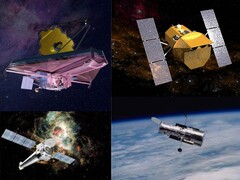 Pictured are JWST, Hubble, Chandra, and Swift space telescopes (Image source: NASA; edited)