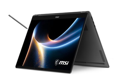 MSI Prestige 16 Flip AI+ - Tent mode. (Image Source: MSI)