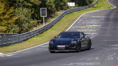 The Porsche Taycan prototype destroying Tesla Model S Plaid's Nürburgring track time (Image Source: Porsche)