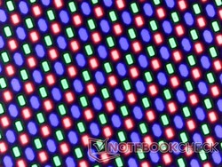 Crisp OLED subpixel array from the glossy overlay
