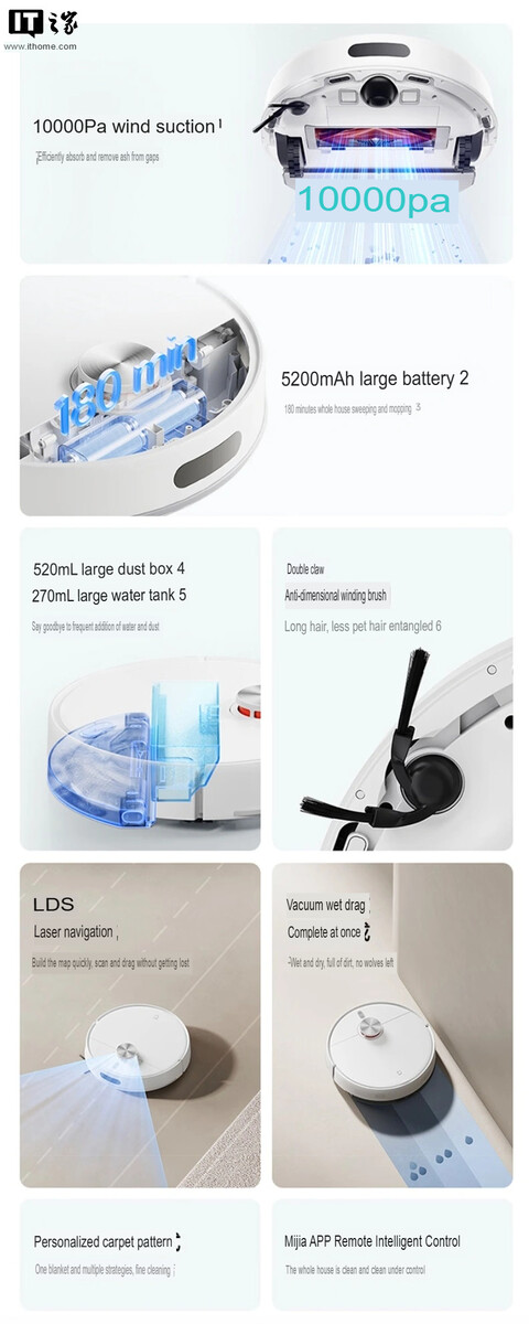 Xiaomi Mijia Robot Vacuum 4 specs (translated).