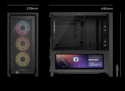 Dimensions of the Corsair Frame 4000D LCD. (Image source: Corsair)
