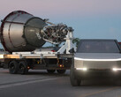 The Cybertruck's towing prowess has been previewed at the SpaceX Starbase in Texas. (Image source: Stargazer on YouTube)
