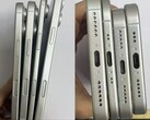 Alleged iPhone 17 series dummy units show ultra-slim form factor of the rumored iPhone 17 Air in comparison to the other three models. (Image source: SonnyDickson on X)