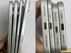 Alleged iPhone 17 series dummy units show ultra-slim form factor of the rumored iPhone 17 Air in comparison to the other three models. (Image source: SonnyDickson on X)