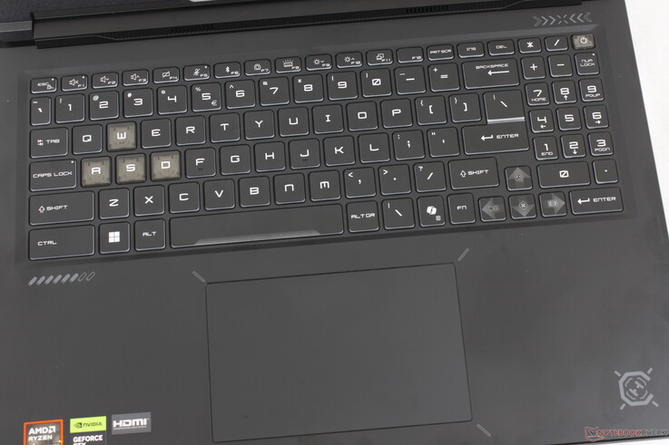 Same keyboard as on the Crosshair 16 HX but with a slightly larger clickpad (13 x 8.2 cm vs. 12 x 7.5 cm)