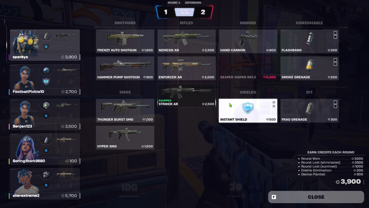 All of the current weapons and consumables (Image Source: Fortnite)