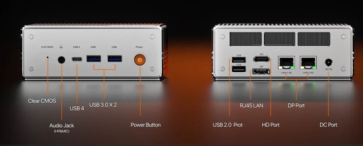 The Peladn HO4 mini PC boasts an extensive array of ports. (Image source: Peladn)