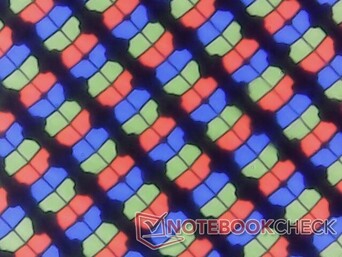 Crisp subpixels with minimal graininess from glossy overlay