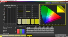 CalMAN saturation (profile: Vivid, target color space: P3)