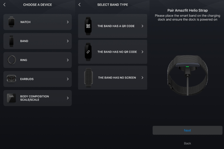The Amazfit Helio Strap has been spotted in the Zepp app (screenshots above). (Image source: Zepp app)