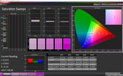 CalMAN: Colour Saturation – Profile: Simple, sRGB target colour space
