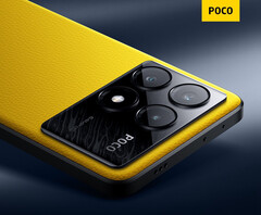 The POCO X6 Pro in POCO&#039;s trademark yellow finish. (Image source: Xiaomi)