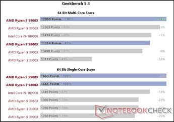 Our first test of the Ryzen 5000 CPUs. (Image source: Notebookcheck)