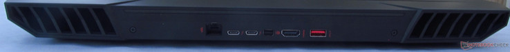Back: Ethernet, 2x USB 3.1 (Gen 2) Type-C w/ Thunderbolt 3, mini-DP 1.4, HDMI 2.0, USB 3.0 (Gen 1) Type-A