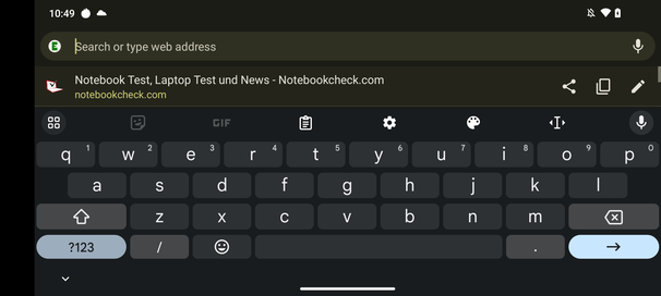 Keyboard in landscape mode