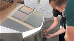 The Cybertruck's manual frunk opening (image: zoolio/YT)