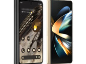 The Pixel Fold next to the Galaxy Z Fold4. (Image source: @evleaks - edited)