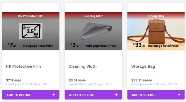 Ayaneo is also selling official accessories for the Pocket Vert at a reduced price for the period of the campaign. (Image source: Ayaneo)