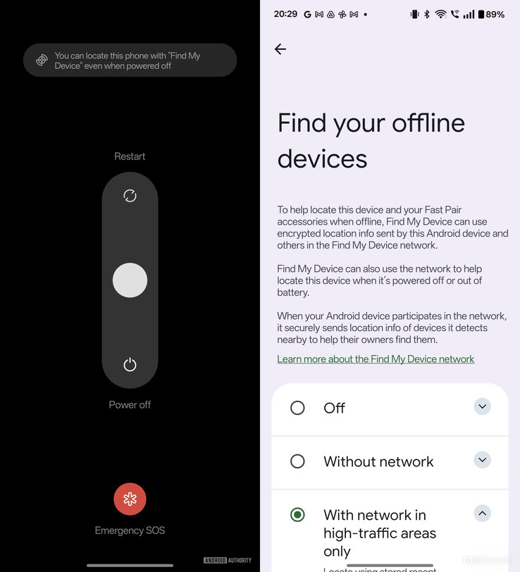 The offline tracking feature on the OnePlus 13 (Image source: Android Authority)