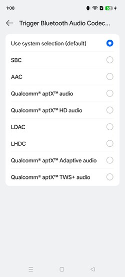 Available Bluetooth audio codecs