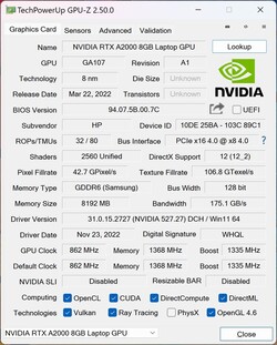 GPU-Z Nvidia RTX A2000