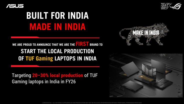 A good number of TUF laptops will be made in India