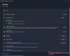 Windows Subsystem for Android Settings