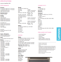 Lenovo IdeaPad 330 15-inch specifications. (Source: Lenovo)