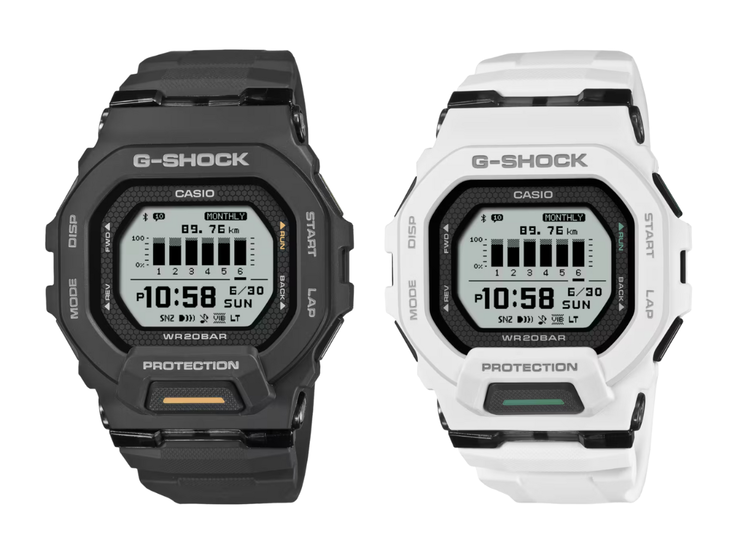 The Casio G-Shock GBD-200-1A1 (left) and GBD-200-7 (right) watches. (Image source: Casio)