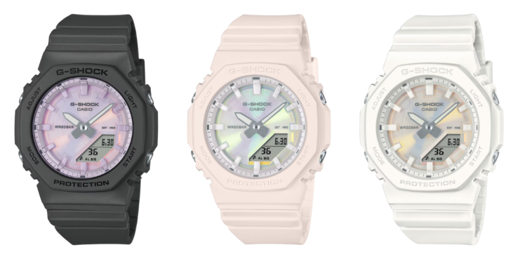 From left to right: the GMAP2100PC1A, GMAP2100PC4A, and GMAP2100PC7A. (Image source: Casio)