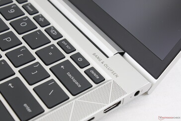 Speaker grilles face upwards along the sides of the keyboard instead of downwards