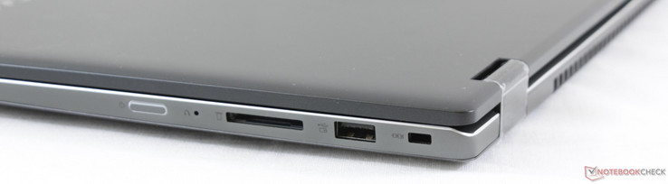 Right: Power button, SD reader, USB 3.0, Kensington Lock