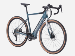 The Intersport Nakamura E-GRAVEL bike has up to 100 km (~62 miles) of assistance range. (Image source: Intersport)