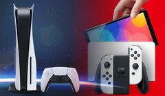 The PS5 price tag could be changed to reflect any potential sales success of the Nintendo Switch OLED. (Image source: Sony/Nintendo - edited)