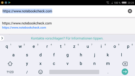 On-screen keyboard in landscape mode