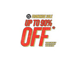 A promotional illustration for Steam's DC Franchise Sale with text that highlights up to 90% on a white background. (Image Source: Steam)
